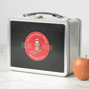 Purrfect-Slope Skiing with Santa Claws Metal Lunch Box