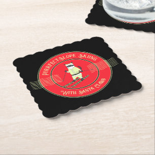 Purrfect-Slope Skiing with Santa Claws Paper Coaster
