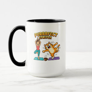 Purrfect Stretch Funny Cat Yoga Shirt Coffee Lover Mug