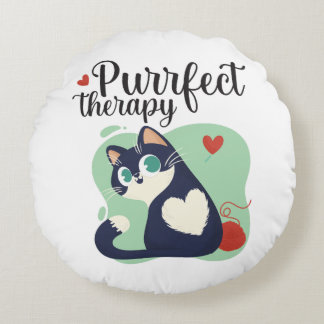 Purrfect therapy round cushion