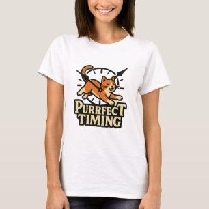 Purrfect Timing Funny Cat Punctual Clock T-Shirt