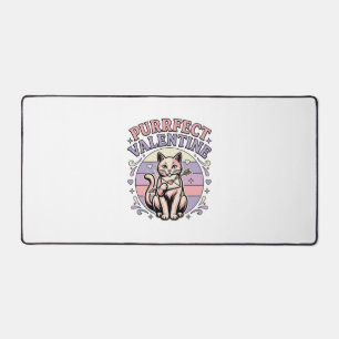Purrfect Valentine Cat Valentine Love Vintage Vect Desk Mat