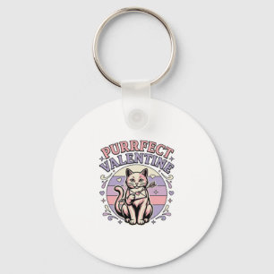 Purrfect Valentine Cat Valentine Love Vintage Vect Key Ring