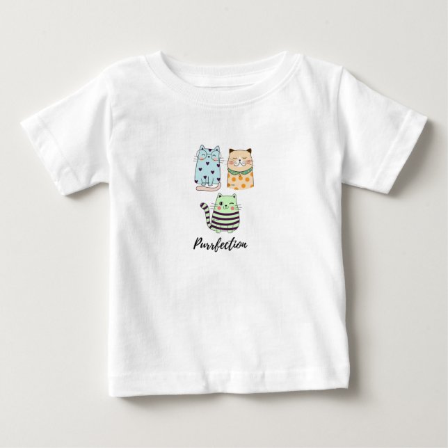 Purrfection Cute Kawaii Pattern Cats Art Baby T-Shirt (Front)