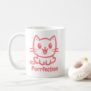 Purrfection, Very Cute Anime Cat Coffee Mug