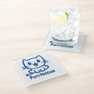 Purrfection, Very Cute Anime Cat Glass Coaster