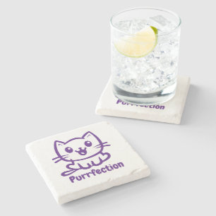 Purrfection, Very Cute Anime Cat Stone Coaster