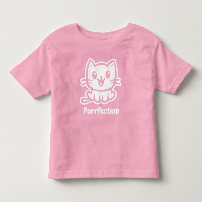 Purrfection, Very Cute Anime Cat Toddler T-Shirt (Front)
