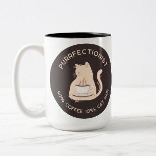 Purrfectionist Coffee and Cat Lover Funny Quote Two-Tone Coffee Mug