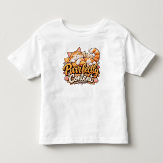 Purrfectly Content Cute Cat Toddler  T-Shirt