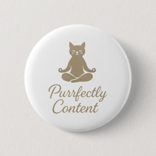 Purrfectly Content Yoga Cat Meditation Lover 6 Cm Round Badge
