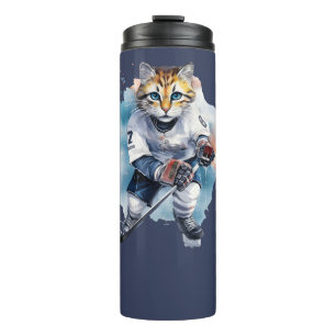 Purrfectly Cool Cat Ice Hockey Thermal Tumbler