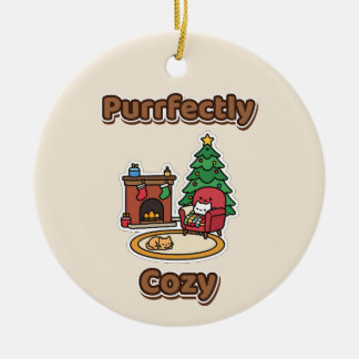 Purrfectly Cosy Christmas Cats Fireplace Ceramic Ornament