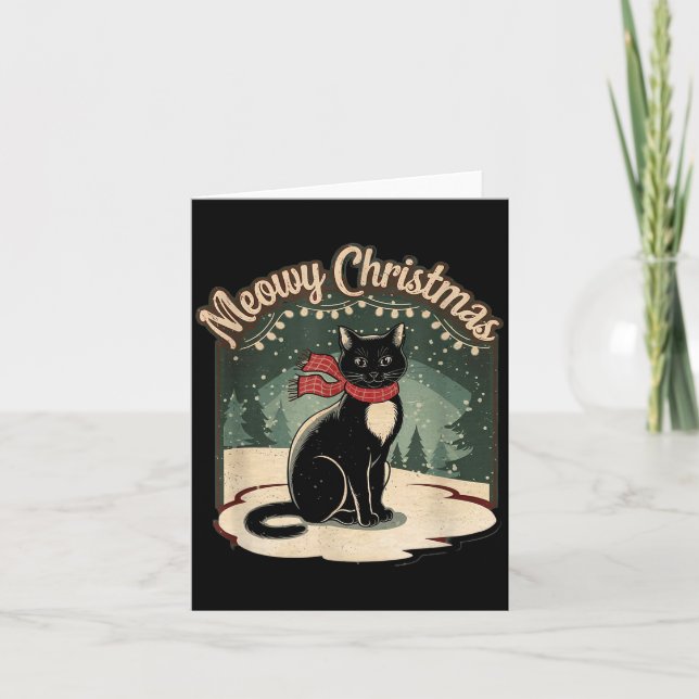 Purrfectly Cozy Family Christmas Pajamas - Meowy C Card (Front)