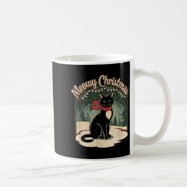 Purrfectly Cozy Family Christmas Pajamas - Meowy C Coffee Mug (Right)