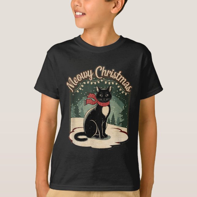 Purrfectly Cozy Family Christmas Pajamas - Meowy C T-Shirt (Front)
