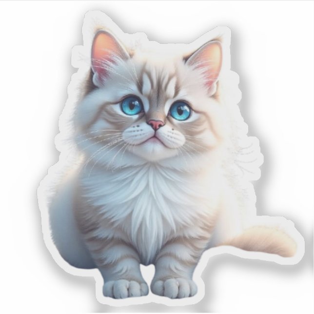 “Purrfectly Cute – Funny Cat Sticker” (Front)