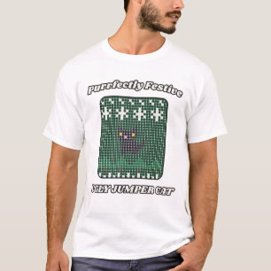 Purrfectly Festive Black Cat Christmas Jumper T-Shirt
