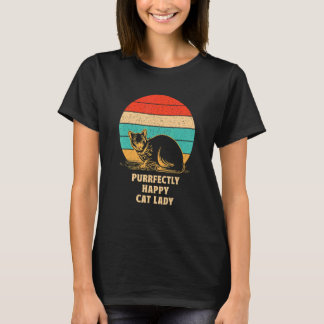 Purrfectly Happy Cat Lady Cat Mum Beautiful Cat Da T-Shirt