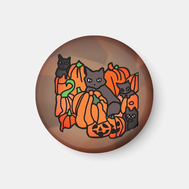 Purrfectly Haunted: Cats and Pumpkins in Halloween Magnet (Front)