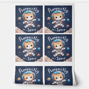 Purrfectly in Space Kawaii Astronaut Cat Galaxy Wallpaper