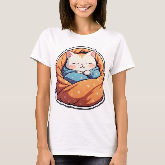 Purrfectly Lazy Cat T-Shirt – Cosy & Funny Design (Front)