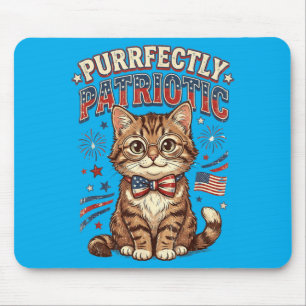 Purrfectly Patriotic Cat Vintage 4th Of July For Mouse Pad