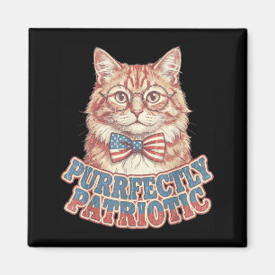 Purrfectly Patriotic Cat Vintage 4th Of July Magnet