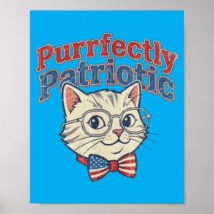 Purrfectly Patriotic Cat Vintage 4th Of July Poster