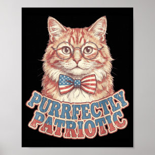 Purrfectly Patriotic Cat Vintage 4th Of July Poster