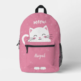Purrfectly Pink Kitty Printed Backpack