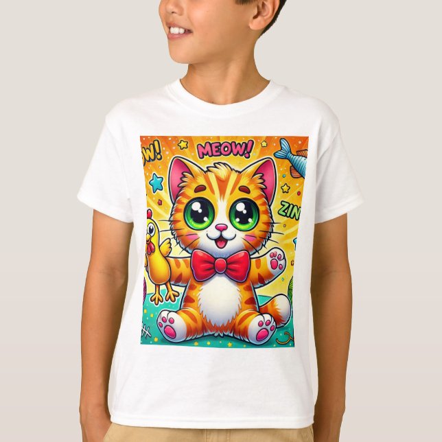 “Purrfectly Playful Cat Tee” T-Shirt (Front)