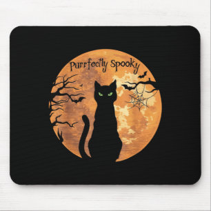 Purrfectly Spooky Halloween Black Cat Lover Mouse Pad