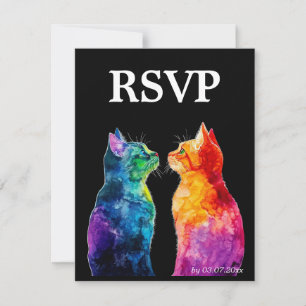🌈  Purrfectly Yours: A Rainbow Love  RSVP Card