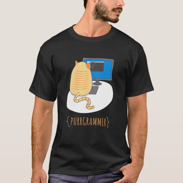Purrgrammer Work From Home Cat T-Shirt (Front)