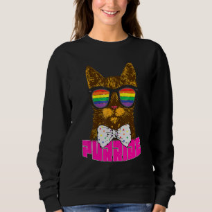 Purride Cat Bisexual Gay Pride Rainbow LGBT Sungla Sweatshirt