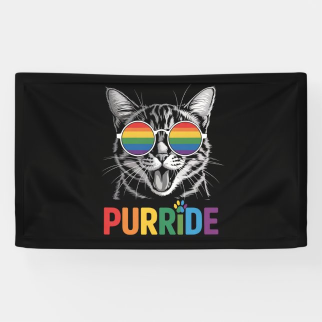 Purride Cat Gay Lesbian Rainbow LGBTQ Ally Pride Banner (Horizontal)