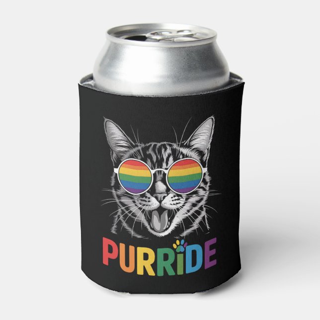 Purride Cat Gay Lesbian Rainbow LGBTQ Ally Pride Can Cooler (Can Front)