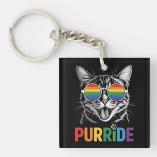 Purride Cat Gay Lesbian Rainbow LGBTQ Ally Pride Key Ring