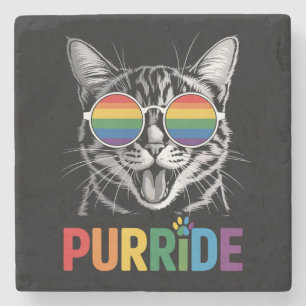 Purride Cat Gay Lesbian Rainbow LGBTQ Ally Pride Stone Coaster