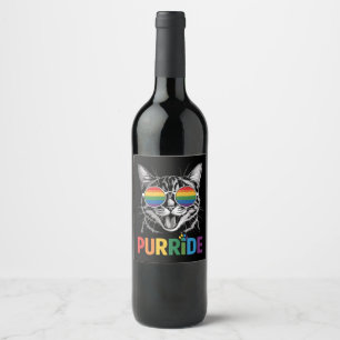 Purride Cat Gay Lesbian Rainbow LGBTQ Ally Pride Wine Label