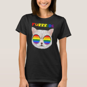 Purride Cat Gay Pride Ally Rainbow Sunglasses Lgb T-Shirt