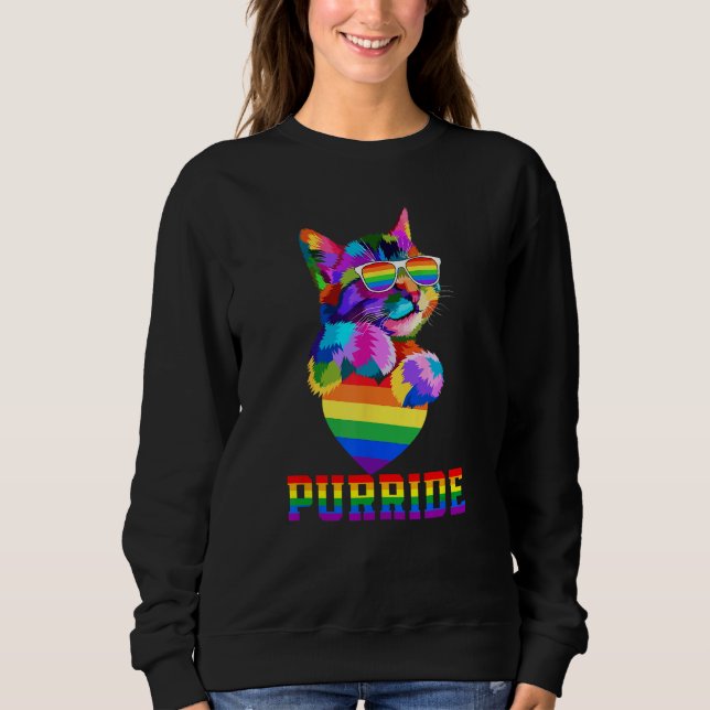 Purride Cat Gay Pride LGBT Month 2023 LGBT Love Ca Sweatshirt (Front)
