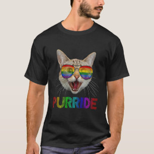 Purride  Cat Gay Pride Rainbow Sunglasses Lgbtq T-Shirt