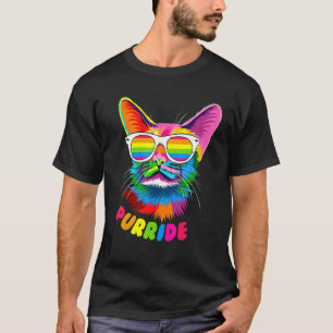 Purride Cat Pride Ally Cat Kitty Mum Gay Daddy Les T-Shirt