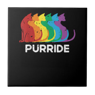 Purride Cat Pride Ally LGBT Community Rainbow Prid Ceramic Tile