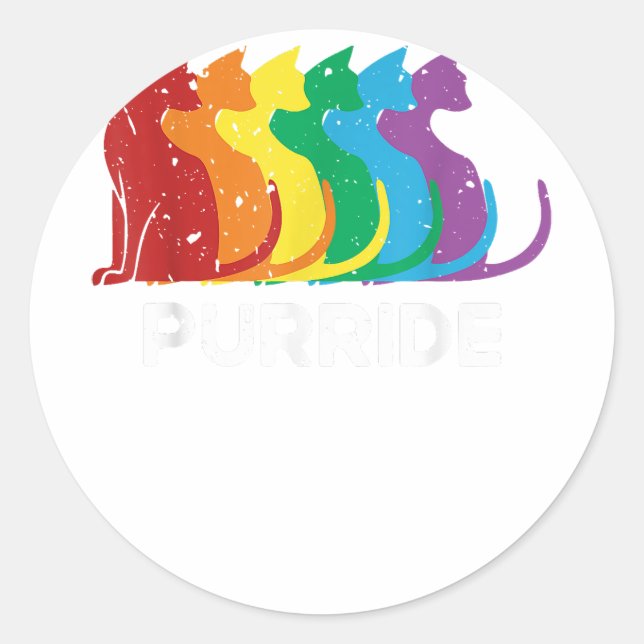 Purride Cat Pride Ally LGBT Community Rainbow Prid Classic Round Sticker (Front)
