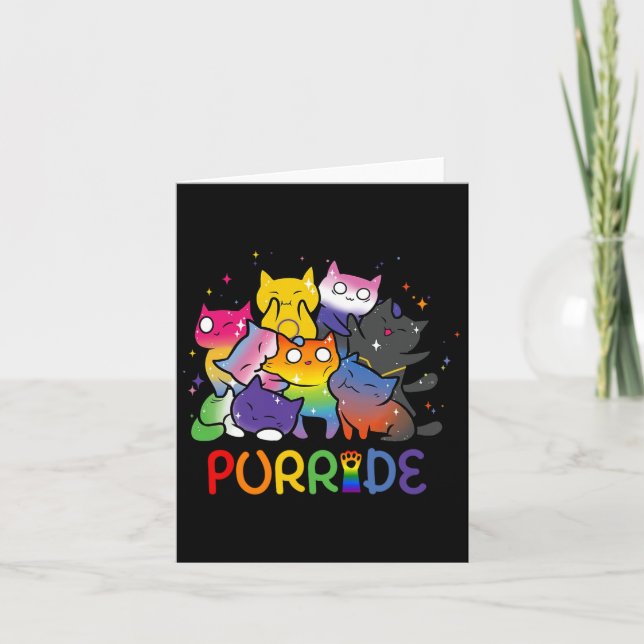 Purride Cat Pride Ally Lgbt Rainbow Animal Lovers  Card (Front)
