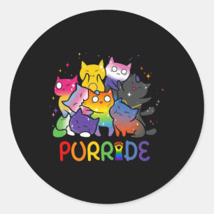 Purride Cat Pride Ally Lgbt Rainbow Animal Lovers  Classic Round Sticker