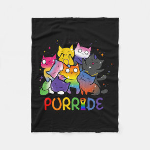 Purride Cat Pride Ally Lgbt Rainbow Animal Lovers Fleece Blanket